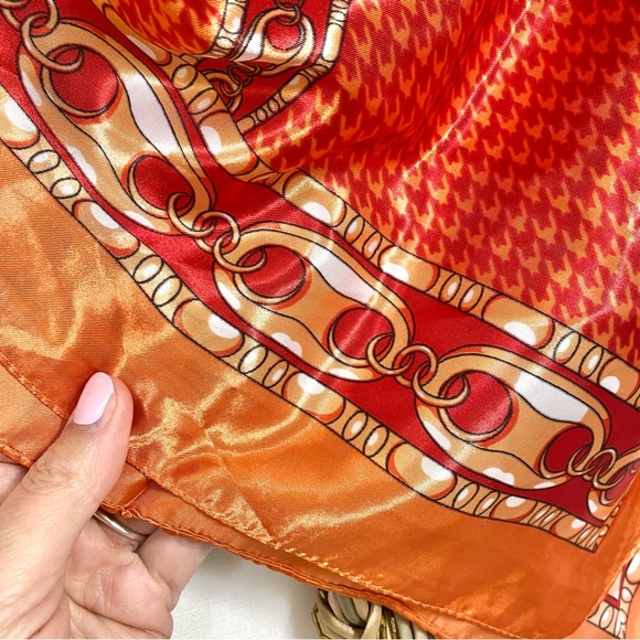 Equestrian houndstooth vibe boho satin scarf/wrap w country southwestern feel - Picture 5 of 15